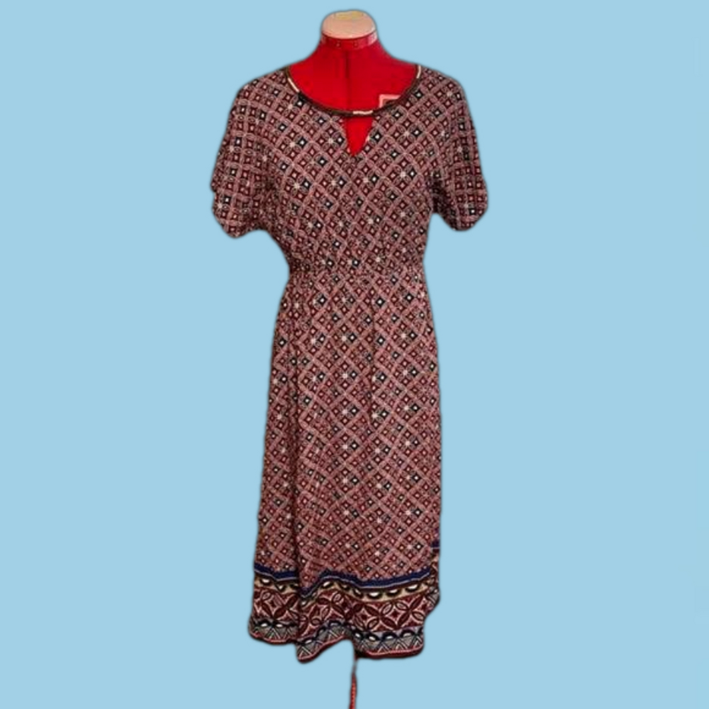 Midi length vintage pattern embellished Yessica dress prairie Boho cottagecore